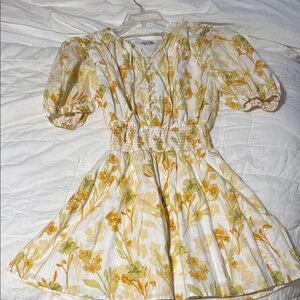 Sabo Skirt Orange and Yellow Sundress with Puff Sleeves